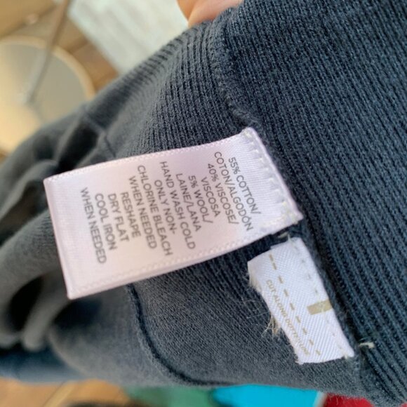 LOFT LOU & GREY Belted Sweater Tie Waist Bow Knit Top Blue Grey XS Long Sleeve - Picture 7 of 8